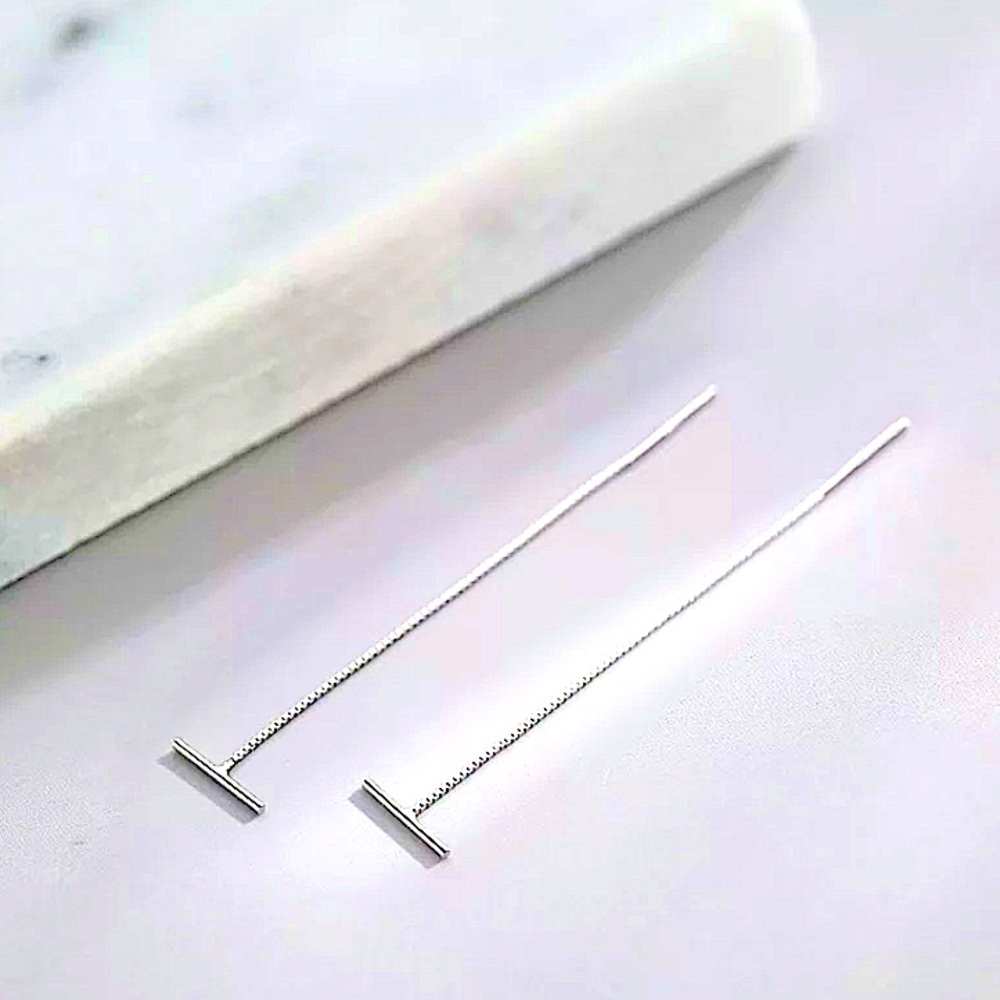 🌟 Sterling Silver 925 Bar Long Earrings